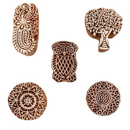 Set of 5 Piece New Mix Wooden Printing Blocks